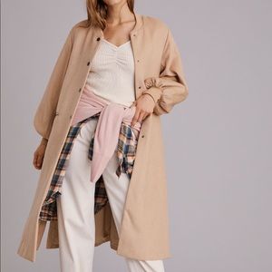 Anthropologie Cozy Wool Blend Puff-Sleeved Coat